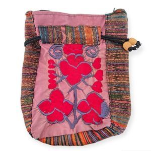 Handmade Floral Embroidered Tapestry Colorful Beaded Boho Hippie Crossbody Bag